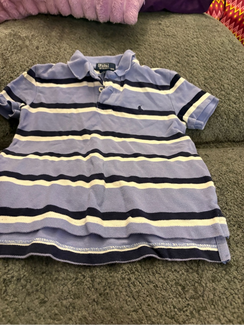 Polo by Ralph Lauren Boys Lavender Navy White Striped Polo